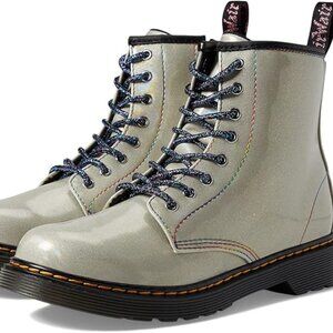 Dr Martens 1460 Boots SZ J3 Metallic Silver Color EUC